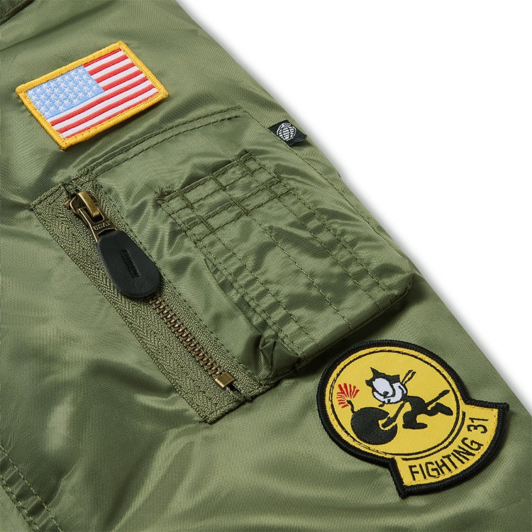 Kids MA1 Jacket - Olive Green - Image 4