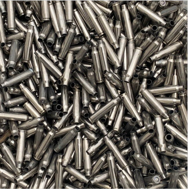 100 x 5.56 / .223 silver / nickel casing / shells (once fired) - Image 2