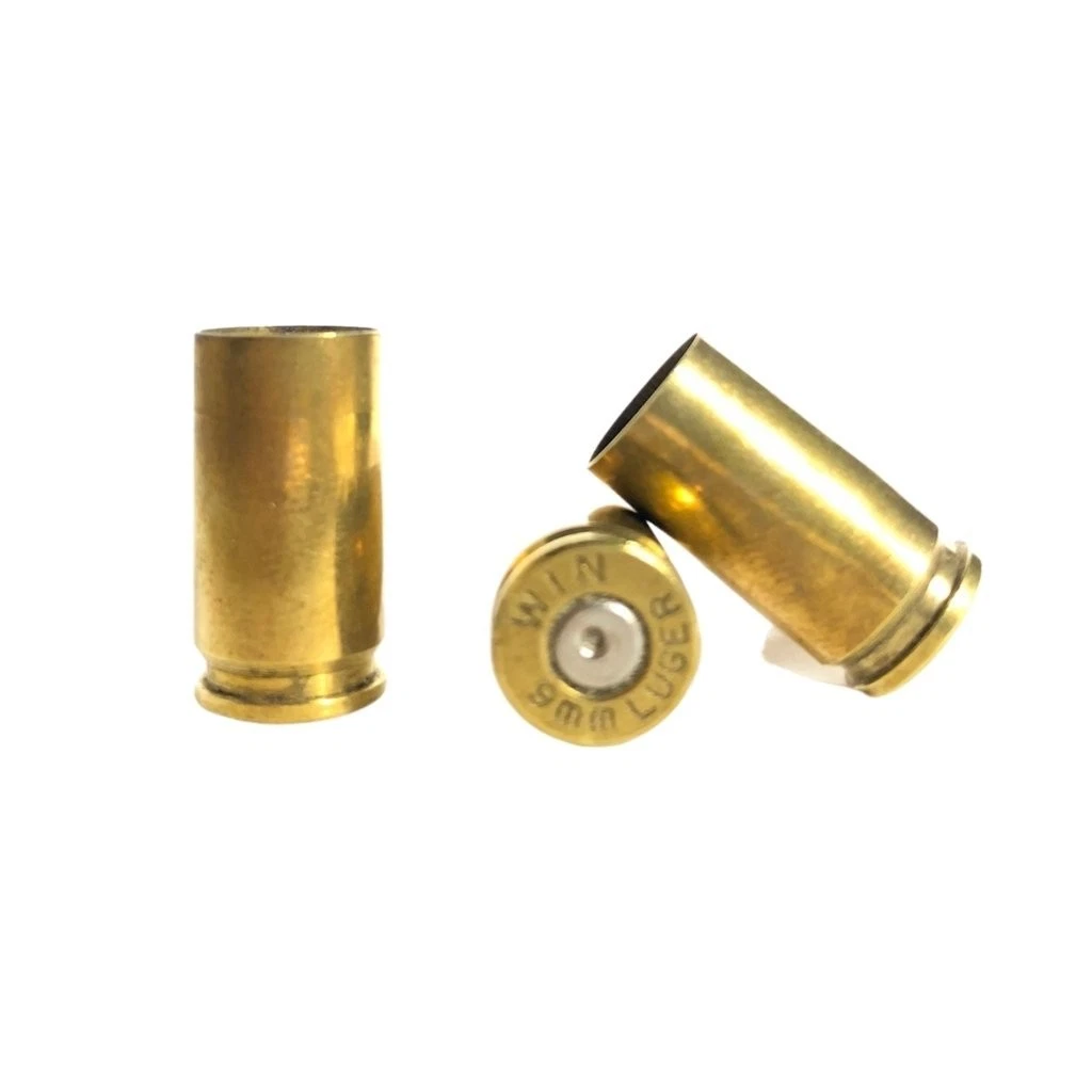 100 x 9mm brass casing / shells (once fired)